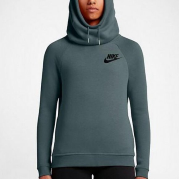 Nike funnel neck hoodie green Clearance